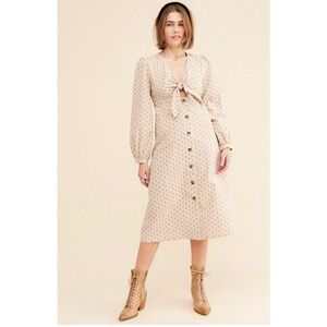 English Factory Free people Dress- SMALL- front knot button down flannel-‎ NEW